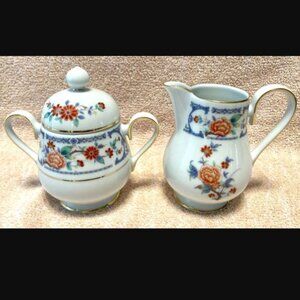 1980s Noritake Ireland Romaine 3066 Creamer & Sugar Bowl Lid Fine China Vintage!